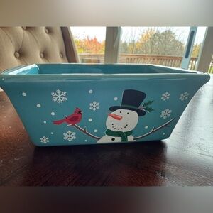 Nantucket Snowman Cardinal Mini Loaf Baking Dish – Holiday Ceramic